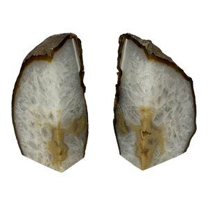 Natural Agate Geode Bookends Unique Crystal Book Holder Set Library Home Decor